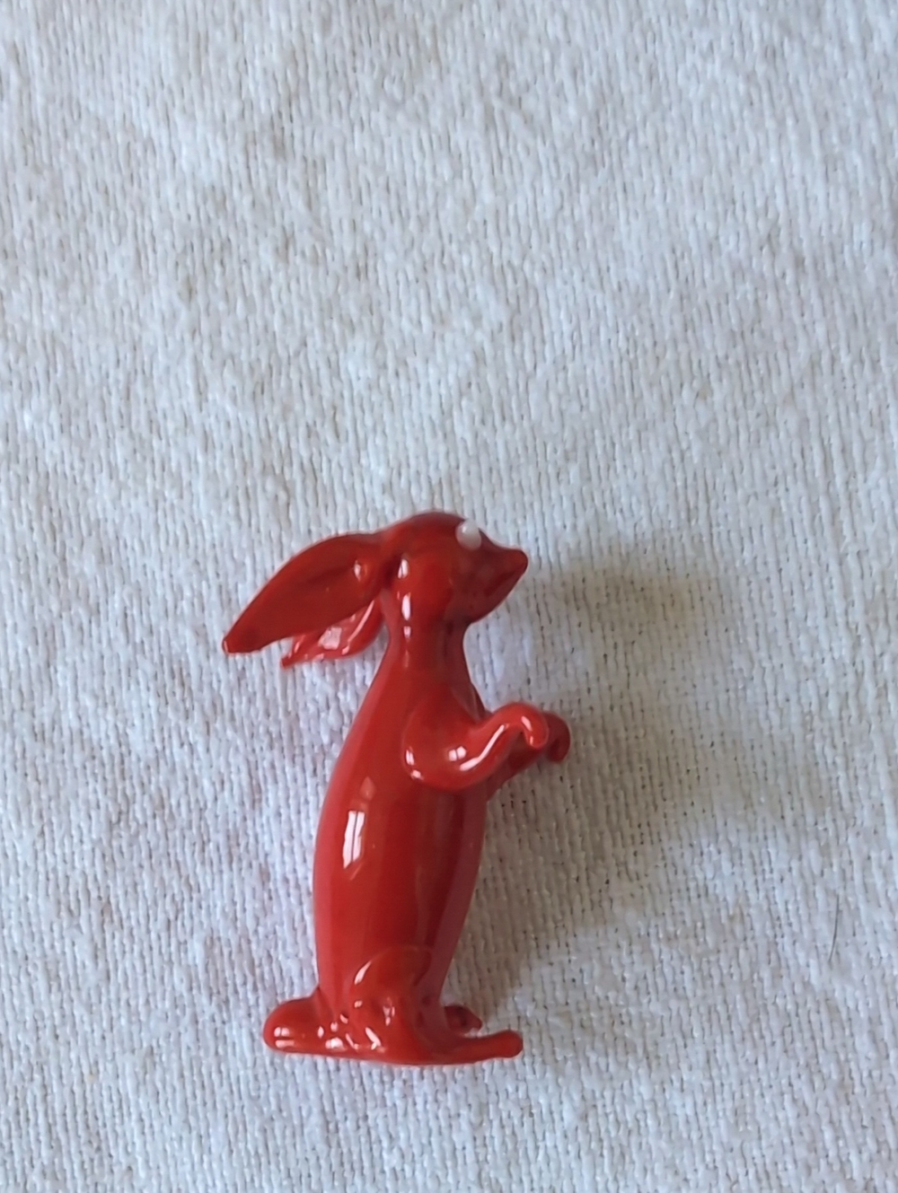 Mid Century Collectable Glass Red Rabbit